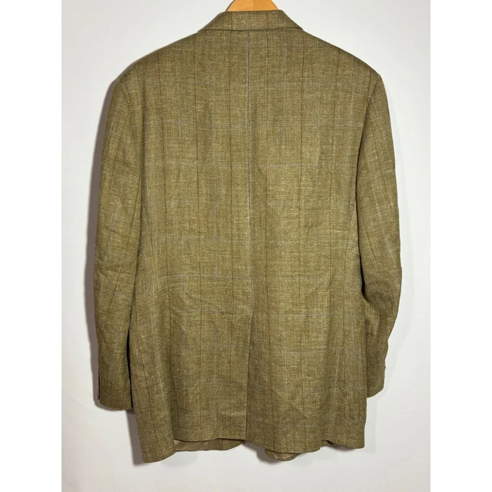 Brooks Brothers Mens 40R Window Pane Blazer Jacket Sport Coat Brown USA Academia